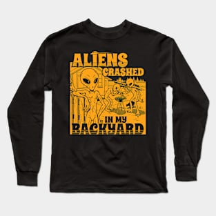 Funny Original Aliens Vintage Backyard Extraterrestrial Party Long Sleeve T-Shirt